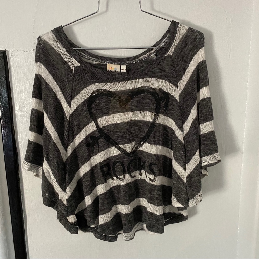 Gray & White Striped Top